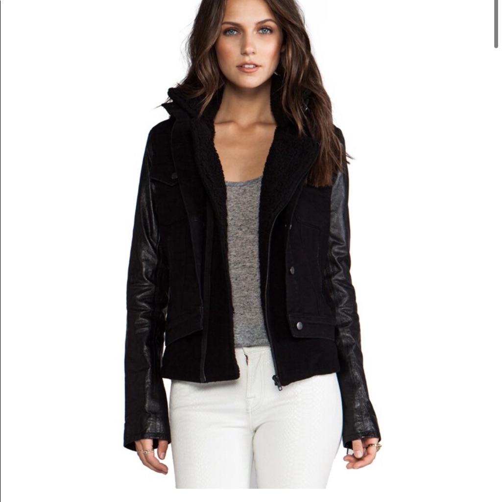 Current/Elliott The Studio Jacket In Piston/Leather And Shearling
